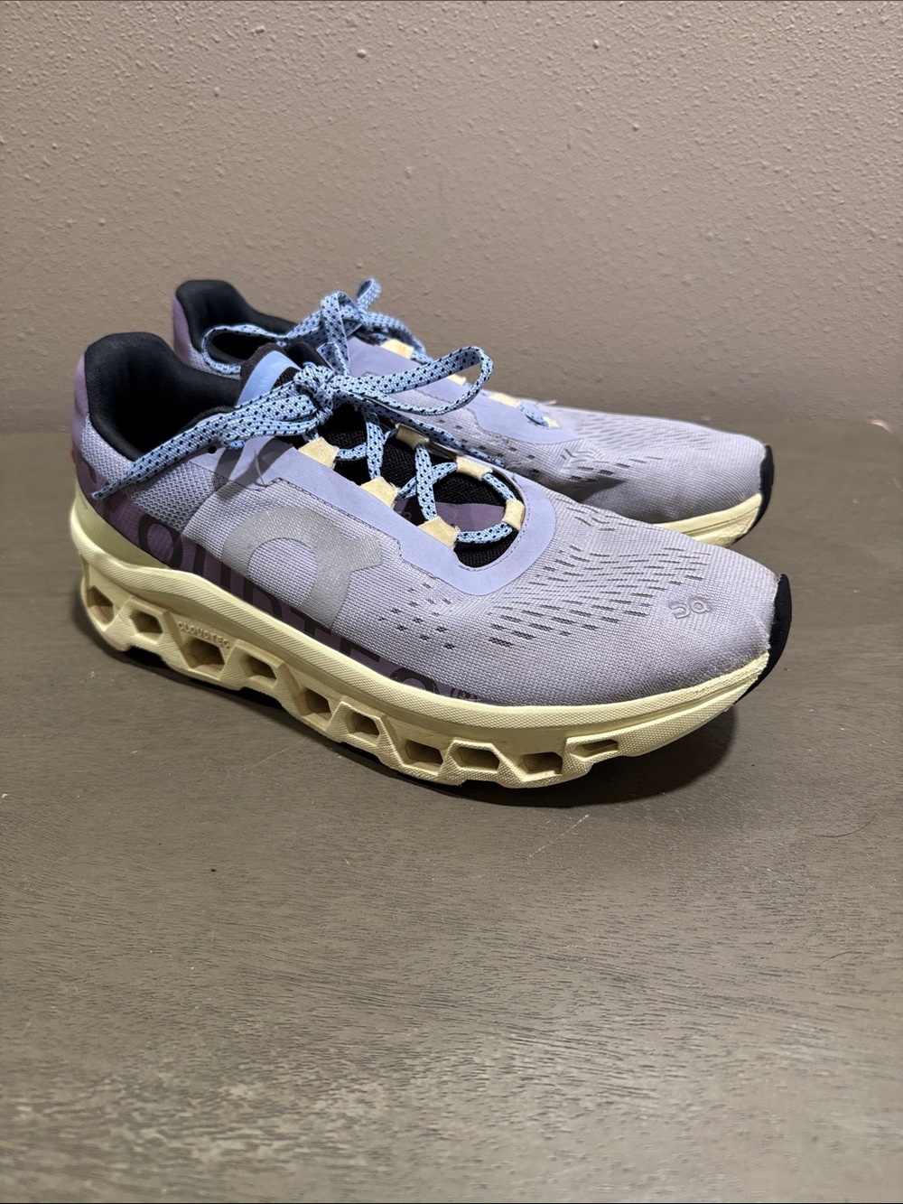 On Running Cloud Monster Purple and Light Yellow Women's Athletic Shoes size 10
